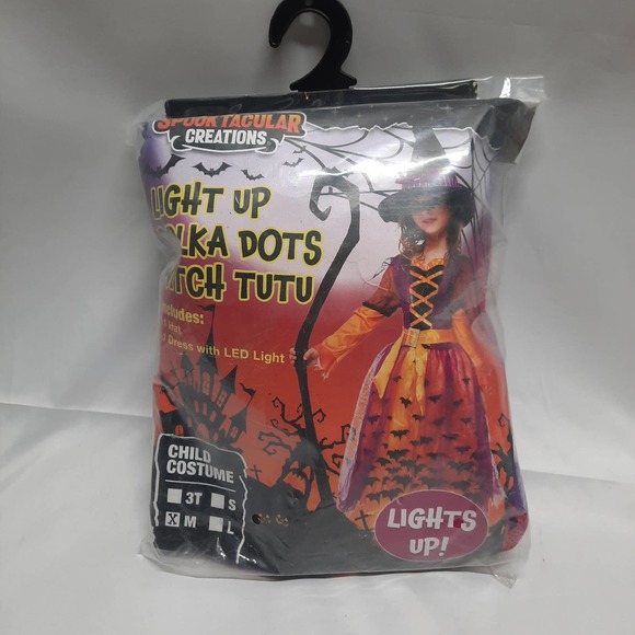 Halloween Child light up polka dots witch tutu costume for girl dress up MEDIUM - Picture 7 of 7